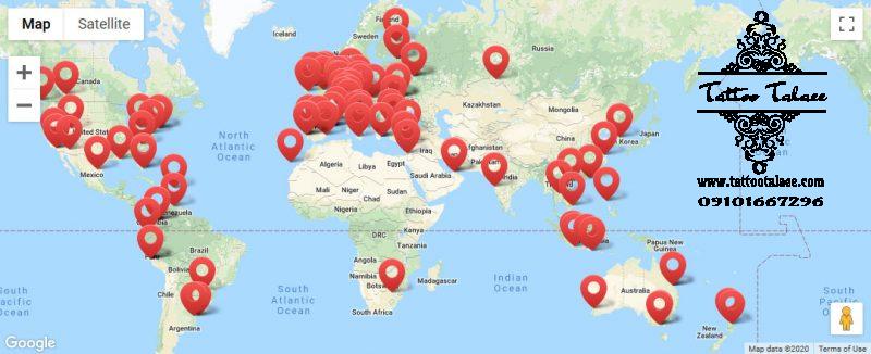 نمایندگی های رنگ تاتو ورد فیمس در سراسر جهان